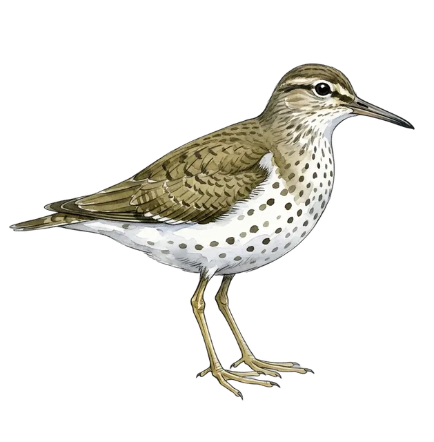 Spotted Sandpiper watercolor illustration