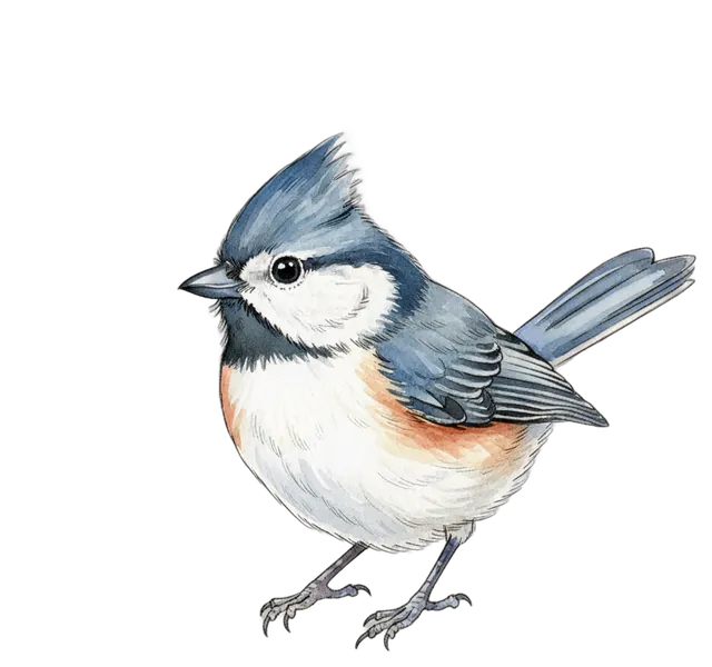 Tufted Titmouse watercolor illustration