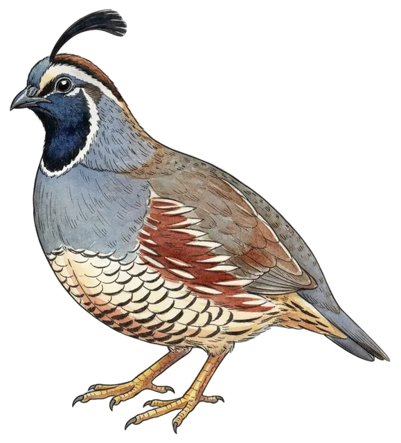 California Quail watercolor illustration