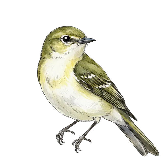 Willow Flycatcher watercolor illustration
