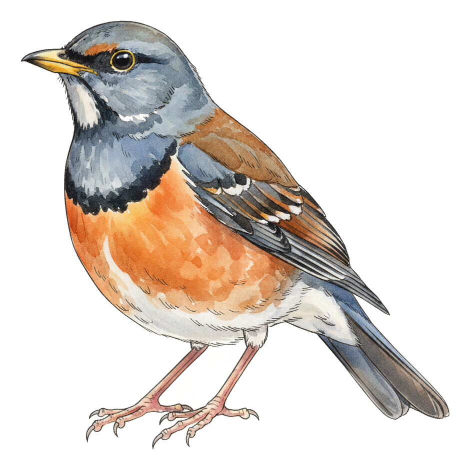 Varied Thrush watercolor illustration