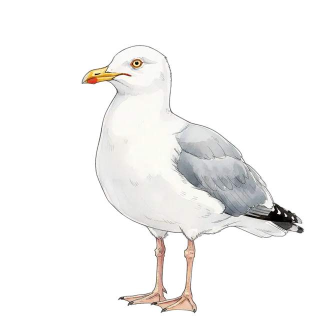 European Herring Gull watercolor illustration