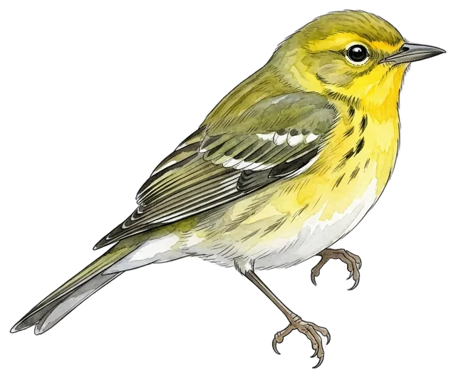 Pine Warbler watercolor illustration