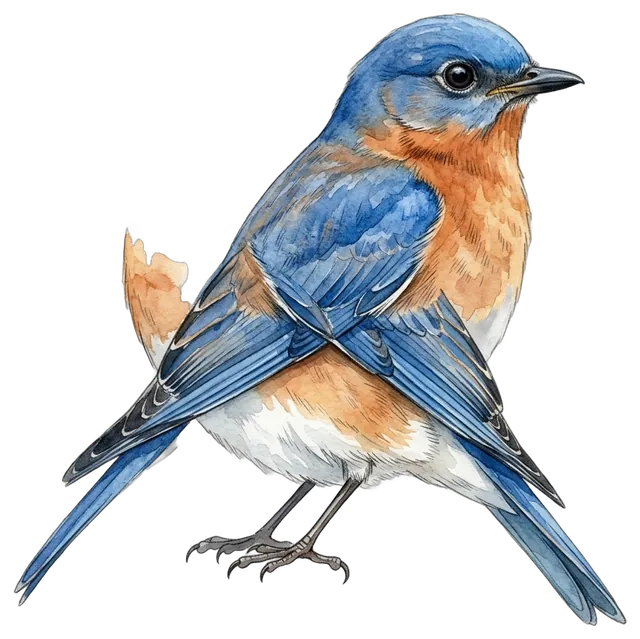 Eastern Bluebird watercolor illustration