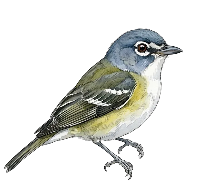 Blue-headed Vireo watercolor illustration
