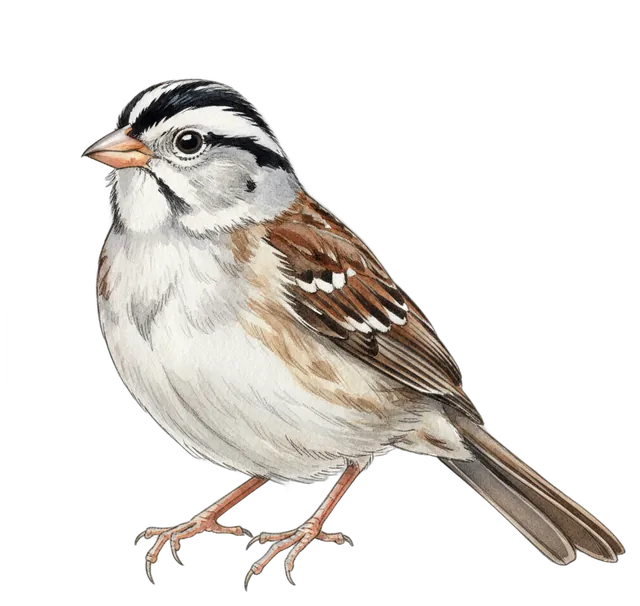 White-crowned Sparrow watercolor illustration